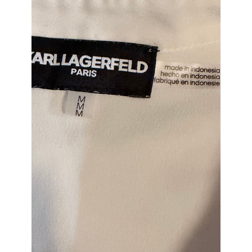 Karl Lagerfeld Paris Medium White Eiffel Tower Paris Graphic Blouse Embroidered - Picture 5 of 10